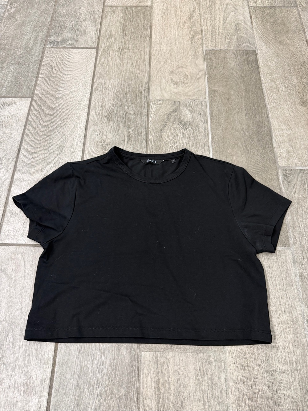 Cuts Clothing Black Cropped Crew Tee